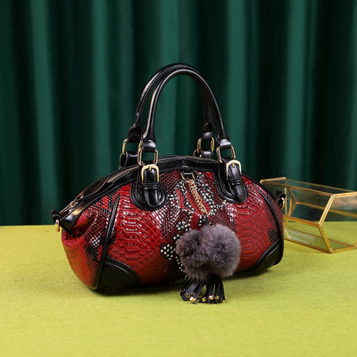 Patterned Leather Fashion Handbag ‒ Elegant Top-Handle Bag