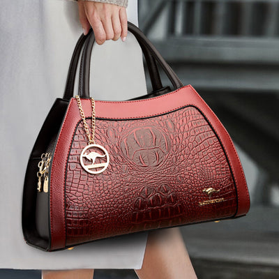 Vintage Pattern Messenger Bag ‒ Solid Color Leather Shoulder Bag