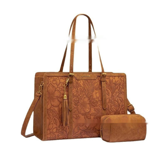 Women's Vintage Leather  Laptop Bag ‒ Large Capacity  Work Tote