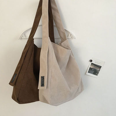 Retro Corduroy Shoulder Bag ‒  Large Capacity College & Daily  Tote