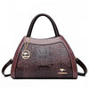 Vintage Pattern Messenger Bag ‒ Solid Color Leather Shoulder  Bag