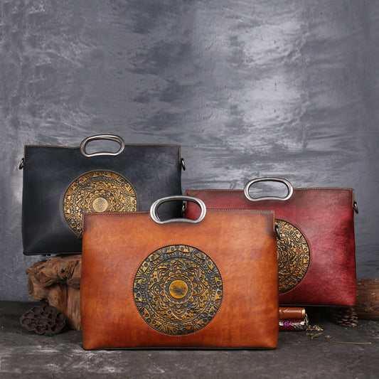 Women's Retro Leather Work  Tote ‒ Large Capacity for  Laptop & Essentials